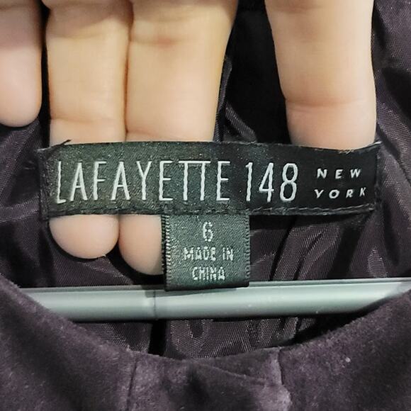 Lafayette 148 New York Ruffled Front Suede Leather Evening Jacket Blackberry 6 - Picture 4 of 12